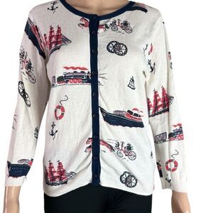 Giuliani Leila Creamy White, Red & Blue Nautical Cardigan